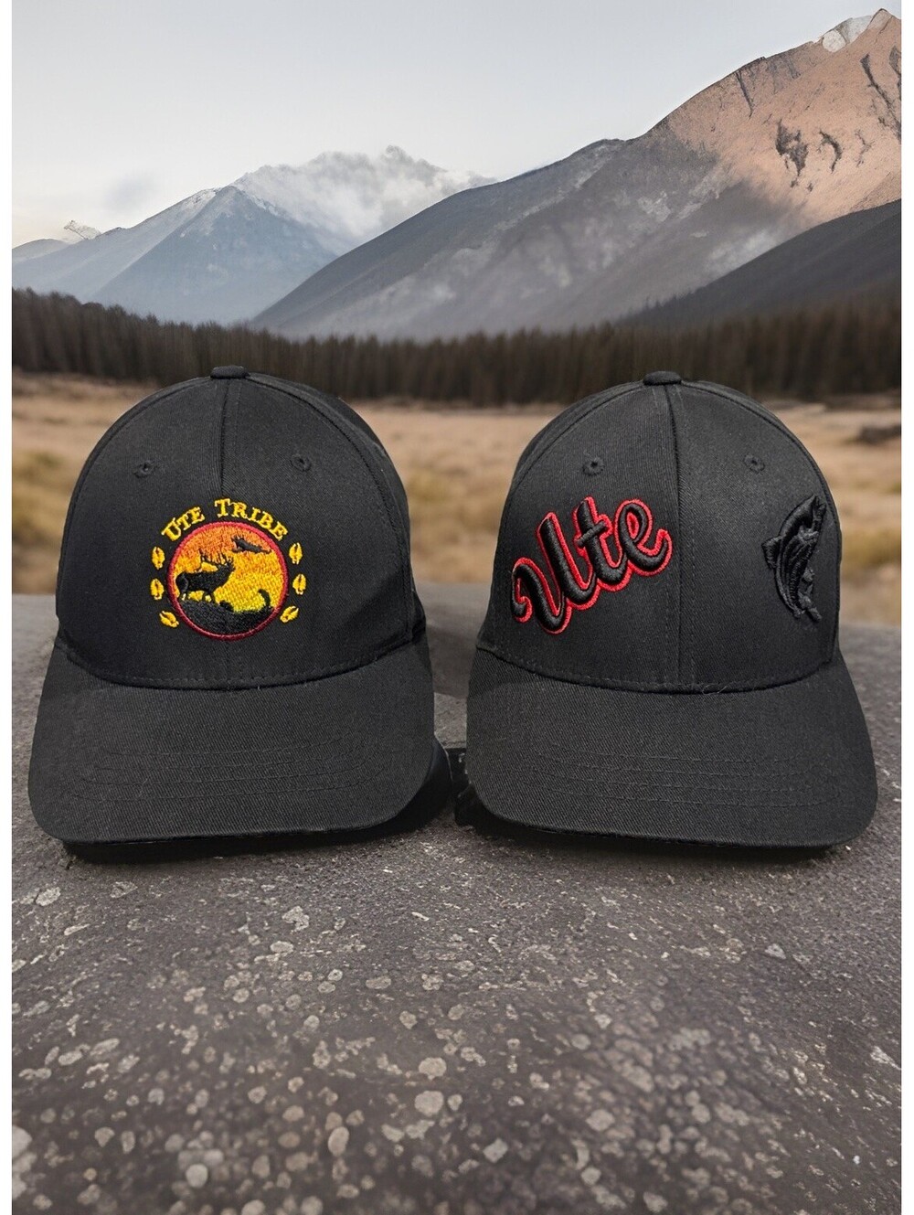 Ute Tribe Utah Bear Dance Bull Elk Fishing Baseball Cap Flexfit Sz Youth (2)